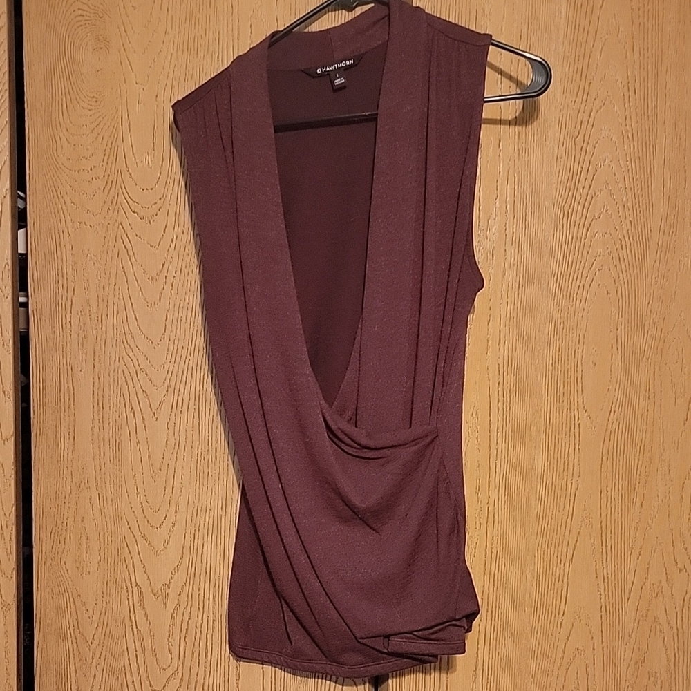 Express Women's Sleeveless Drape Top - Burgundy